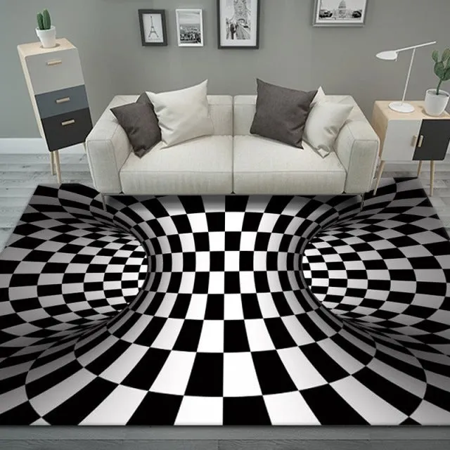 3D Vortex Illusion Carpet Entrance Door Floor Mat Abstract Geometric Optical Doormat Non-slip Floor Mat Living Room Decor Rug