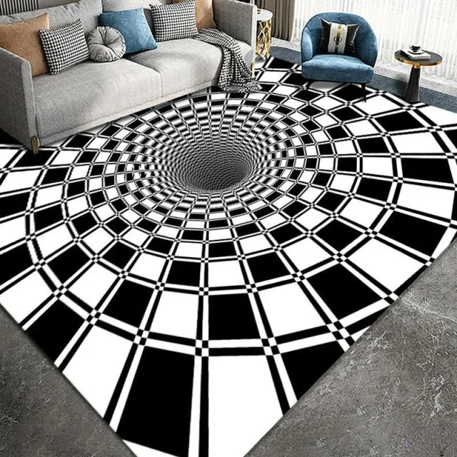 3D Vortex Illusion Carpet Entrance Door Floor Mat Abstract Geometric Optical Doormat Non-slip Floor Mat Living Room Decor Rug