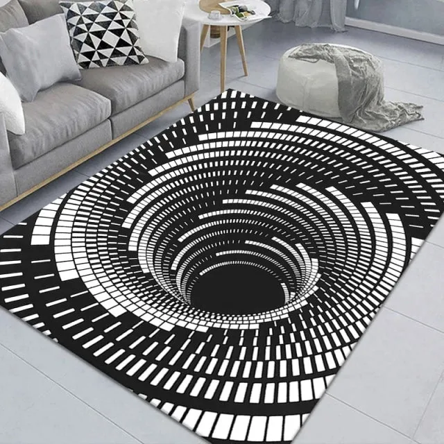 3D Vortex Illusion Carpet Entrance Door Floor Mat Abstract Geometric Optical Doormat Non-slip Floor Mat Living Room Decor Rug