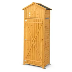 71 Inch Tall Garden Tool Storage Cabinet with Lockable Doors and Foldable Table-