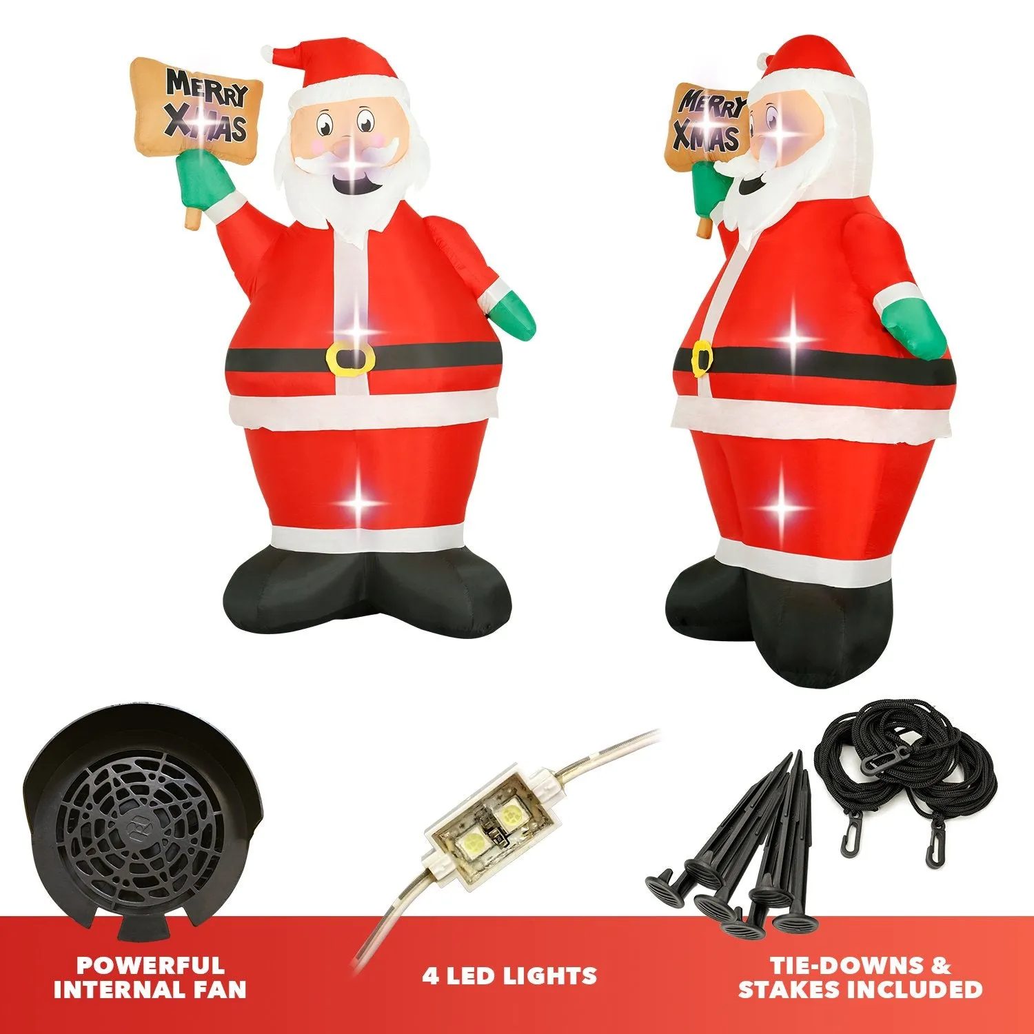 8 ft Inflatable Christmas Santa with Sign Outdoor Decoration