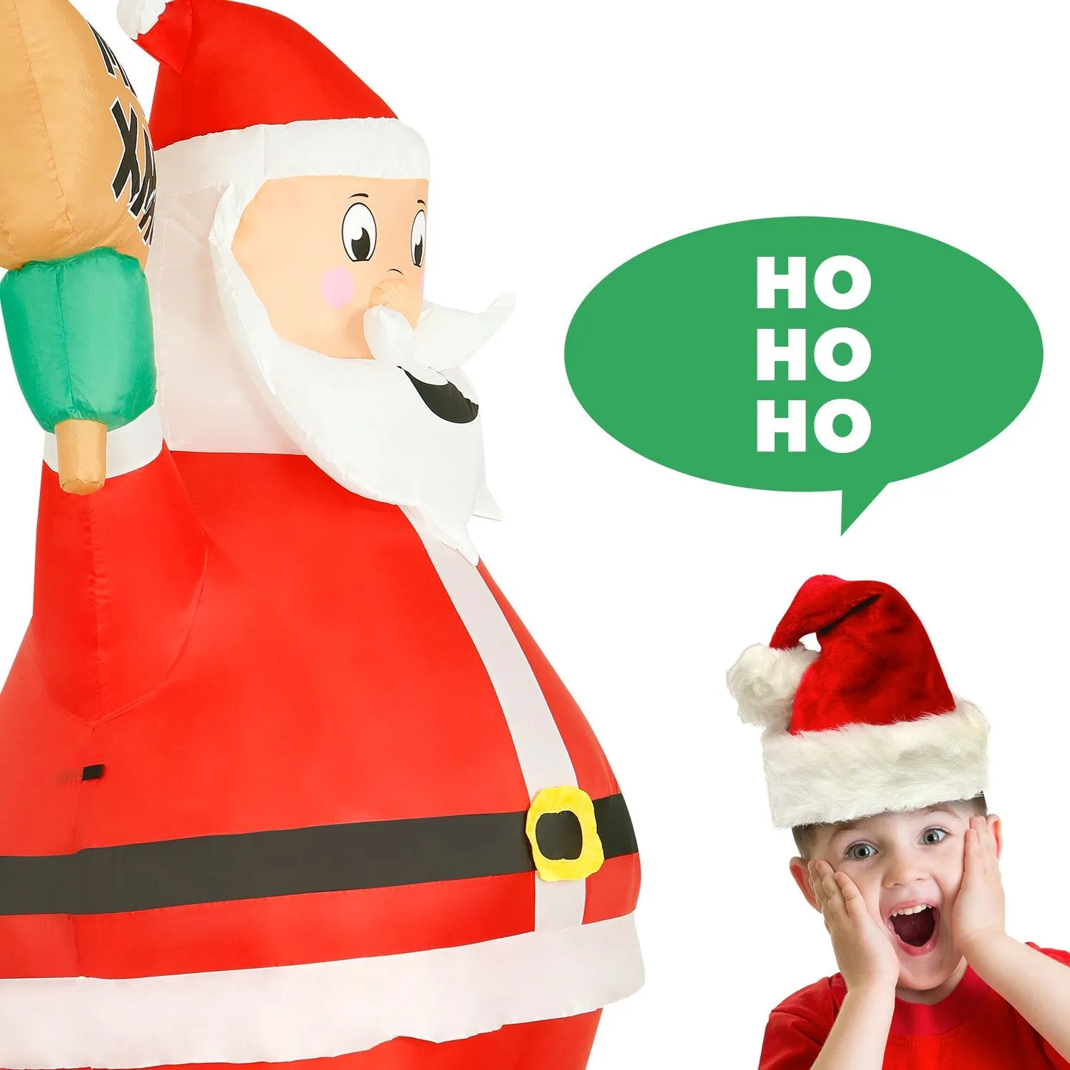 8 ft Inflatable Christmas Santa with Sign Outdoor Decoration