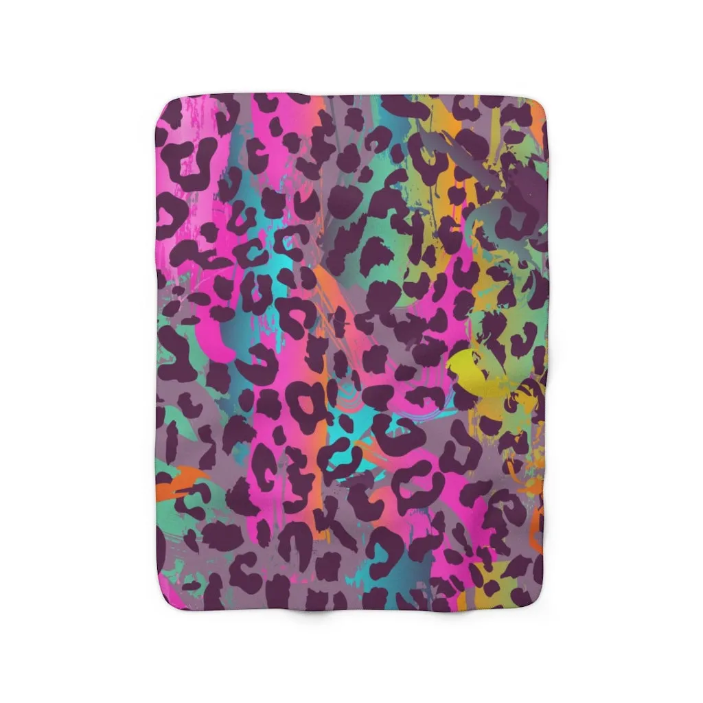 '80's Cheetah' Sherpa Fleece Blanket