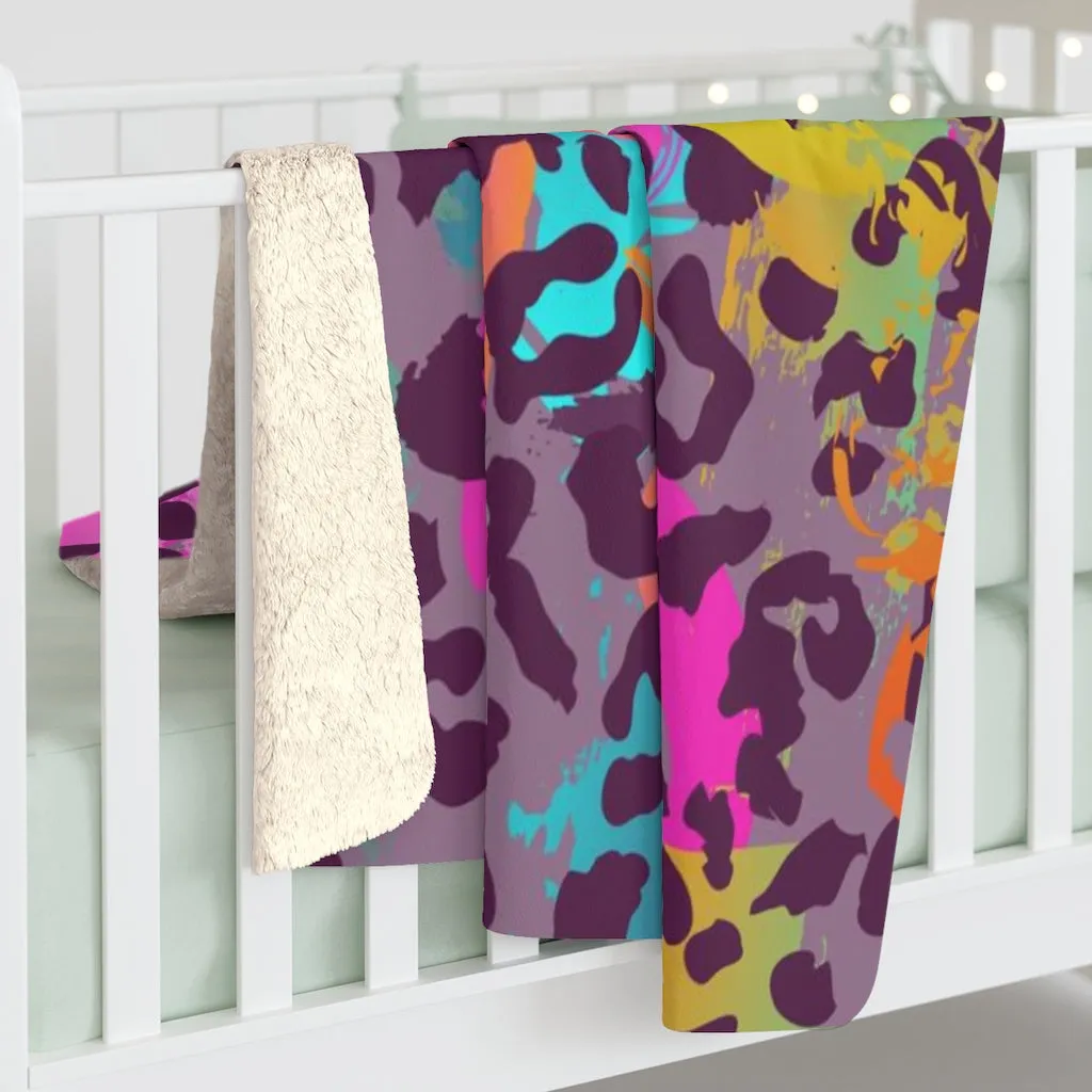'80's Cheetah' Sherpa Fleece Blanket