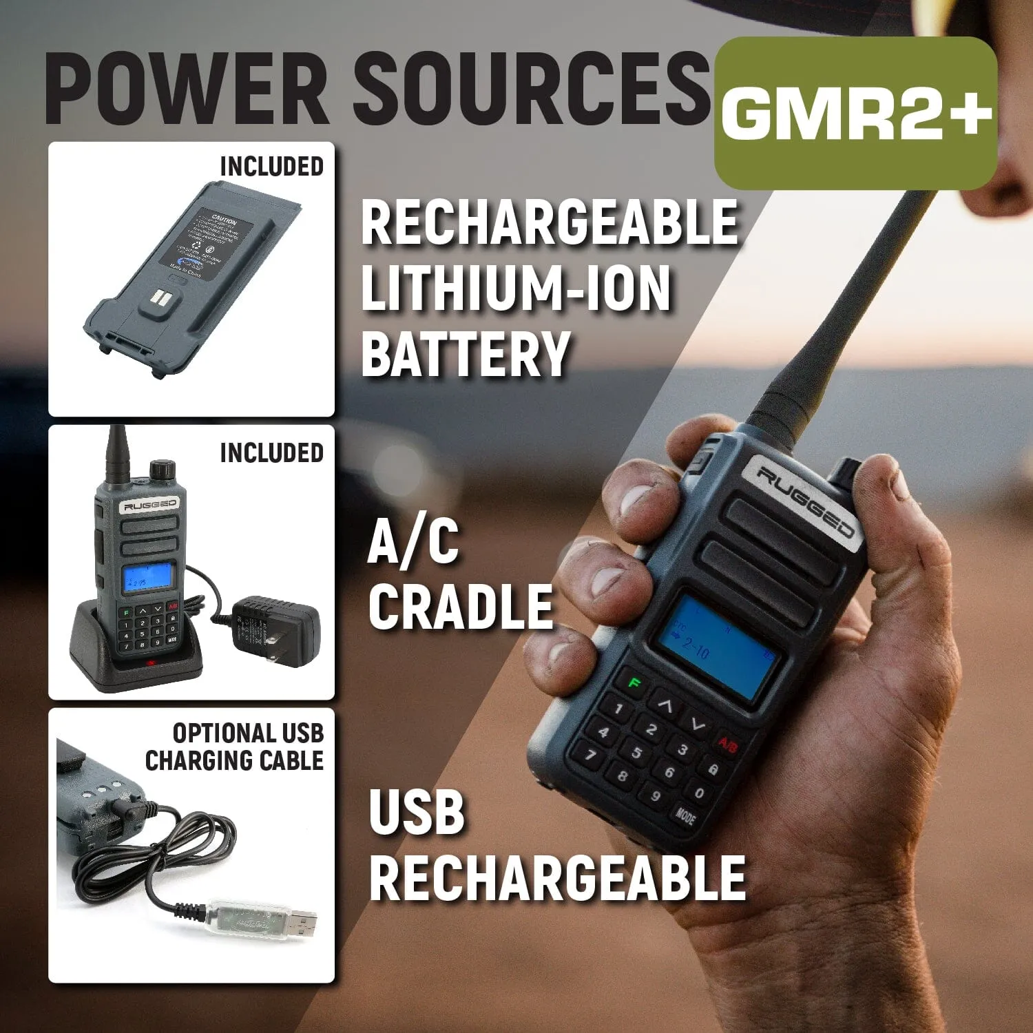 ADVENTURE PACK - GMR2 PLUS - GMRS / FRS Two Way Handheld Radios with Accessories