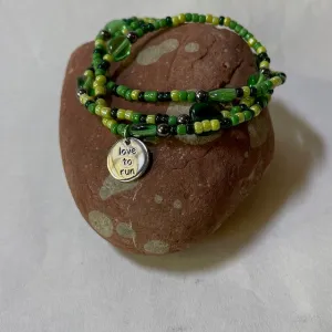 Adventure Series stretch necklace or triple wrap bracelet with love to run charm
