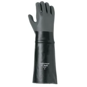 Ansell Scorpio Chemical Resistant Gloves, Rough, Size 10, Cotton Lining, Black/Gray, 19-024-10