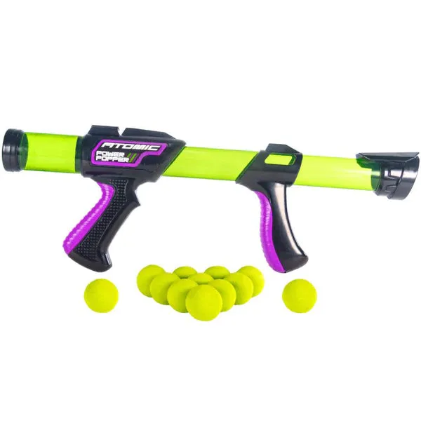 Atomic Power Popper 12X Foam Ball Blaster - Rapid Fire Pump Shoots Up to 12 Foam Balls