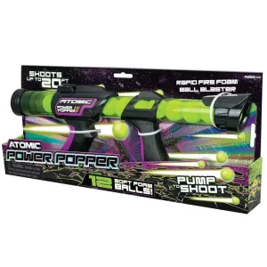 Atomic Power Popper 12X Foam Ball Blaster - Rapid Fire Pump Shoots Up to 12 Foam Balls
