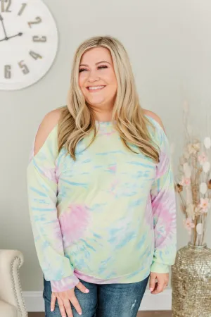 Awaiting My Adventure Tie-Dye Top- Soft Yellow, Blue & Lavender