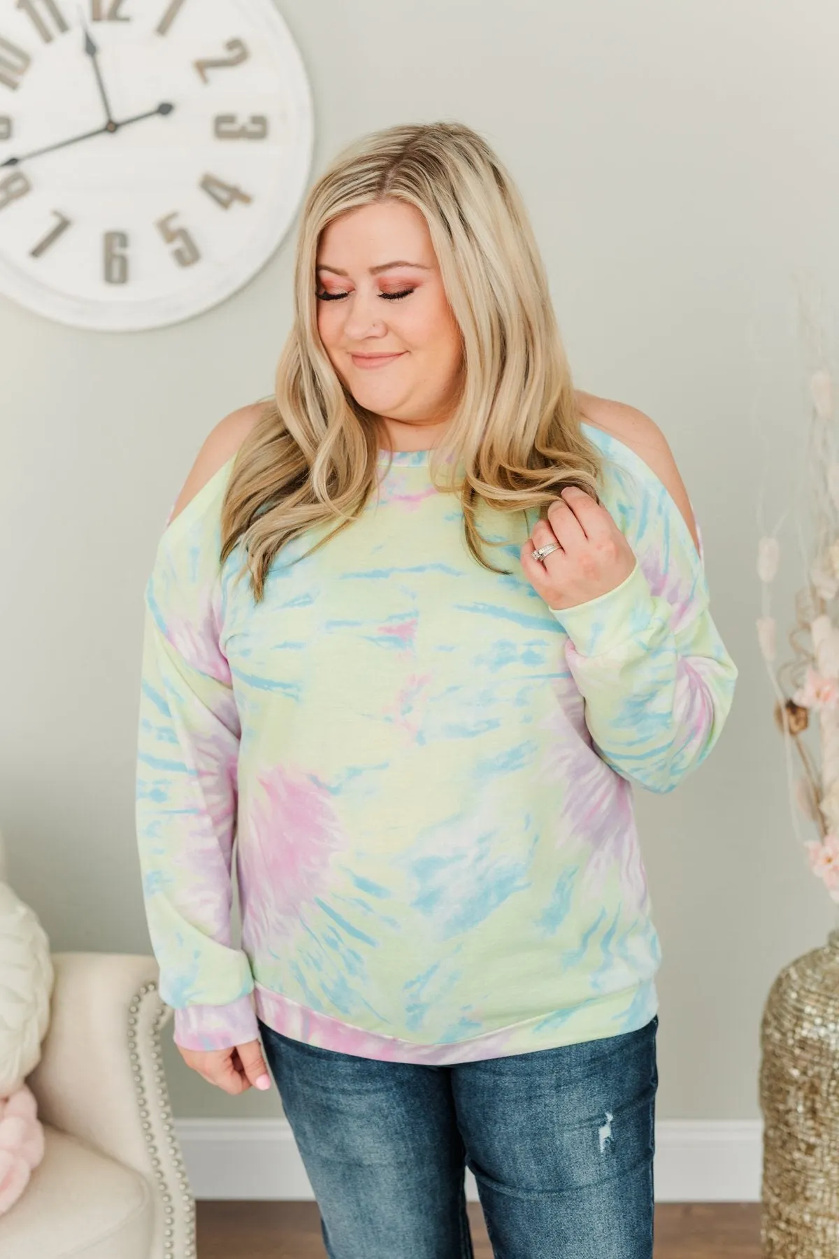 Awaiting My Adventure Tie-Dye Top- Soft Yellow, Blue & Lavender