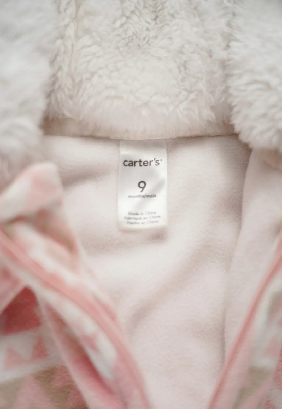 BABY GIRL SIZE 9 MONTHS - CARTER'S, Warm Fleece Onesie EUC B4