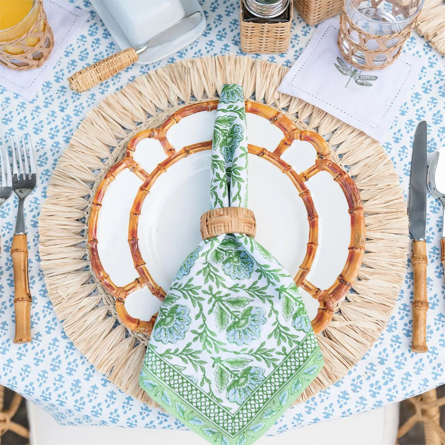 Bamboo Touch Dinner Plates with Bamboo Rim (Set of 4)