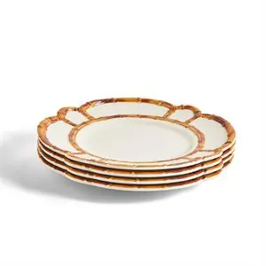 Bamboo Touch Dinner Plates with Bamboo Rim (Set of 4)