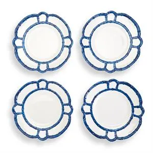 Bamboo Touch Dinner Plates with Bamboo Rim (Set of 4)