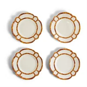 Bamboo Touch Dinner Plates with Bamboo Rim (Set of 4)
