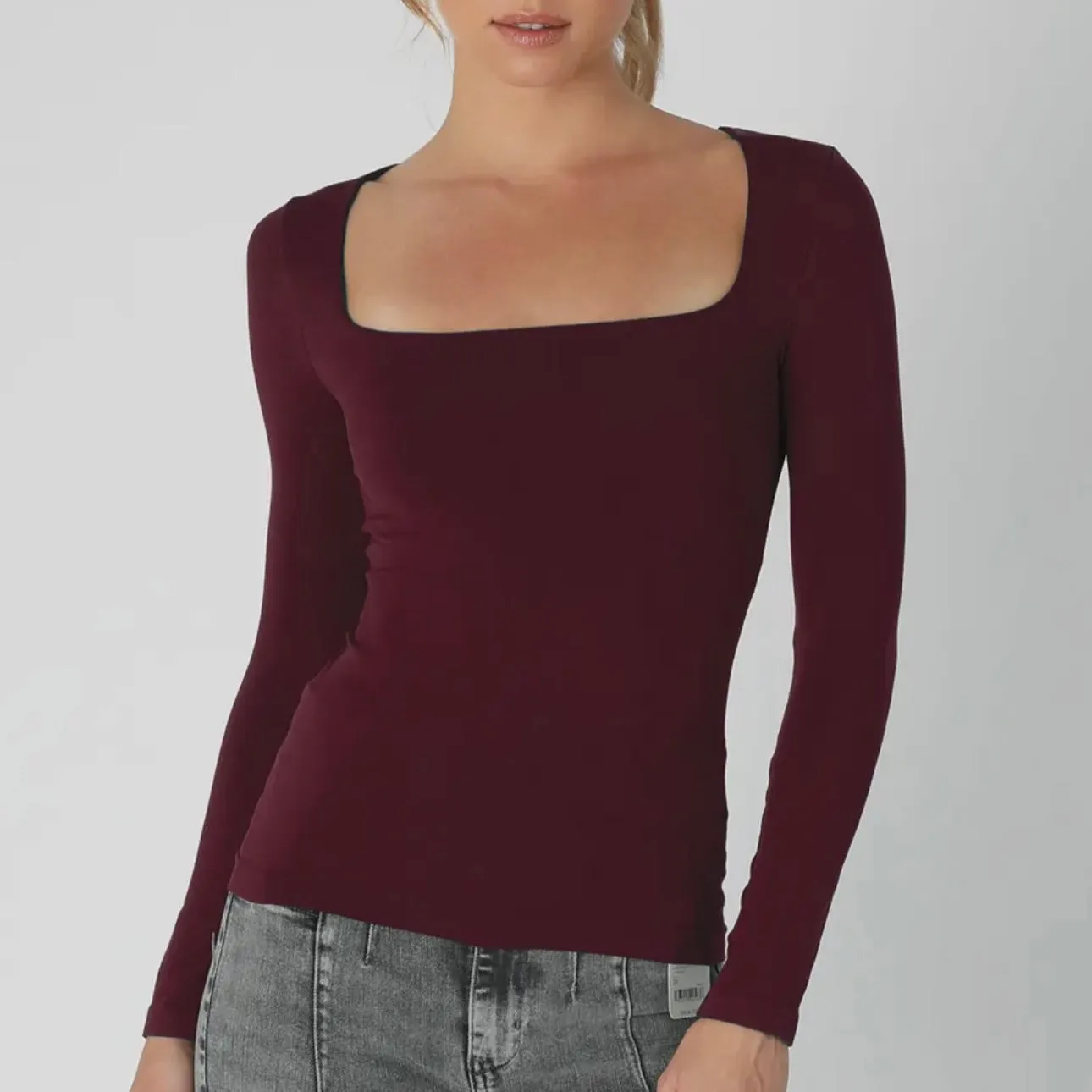 Basics Square Neck Top - Wine