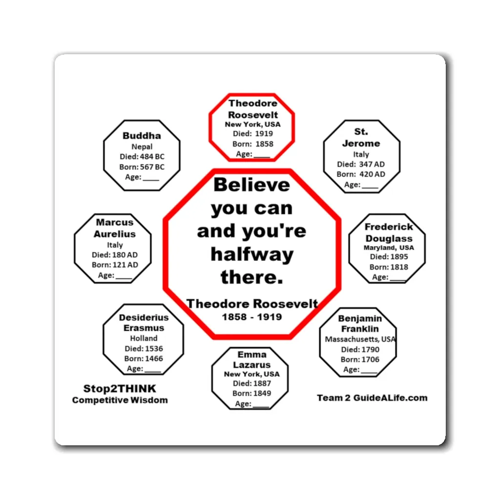 Believe you can and you're halfway there.  -  Theodore Roosevelt  1858 - 1919 - Magnetic Wisdoms