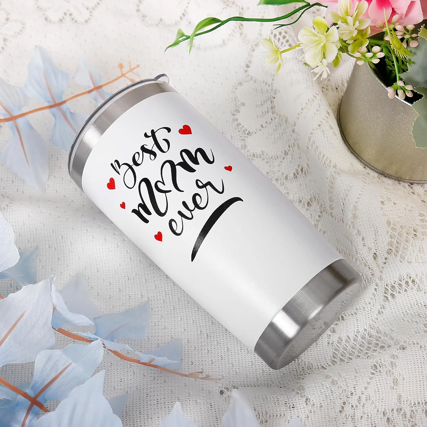 Best Mom Ever Gifts Tumbler for Women Mug(White), 20 oz Coffee Tumbler