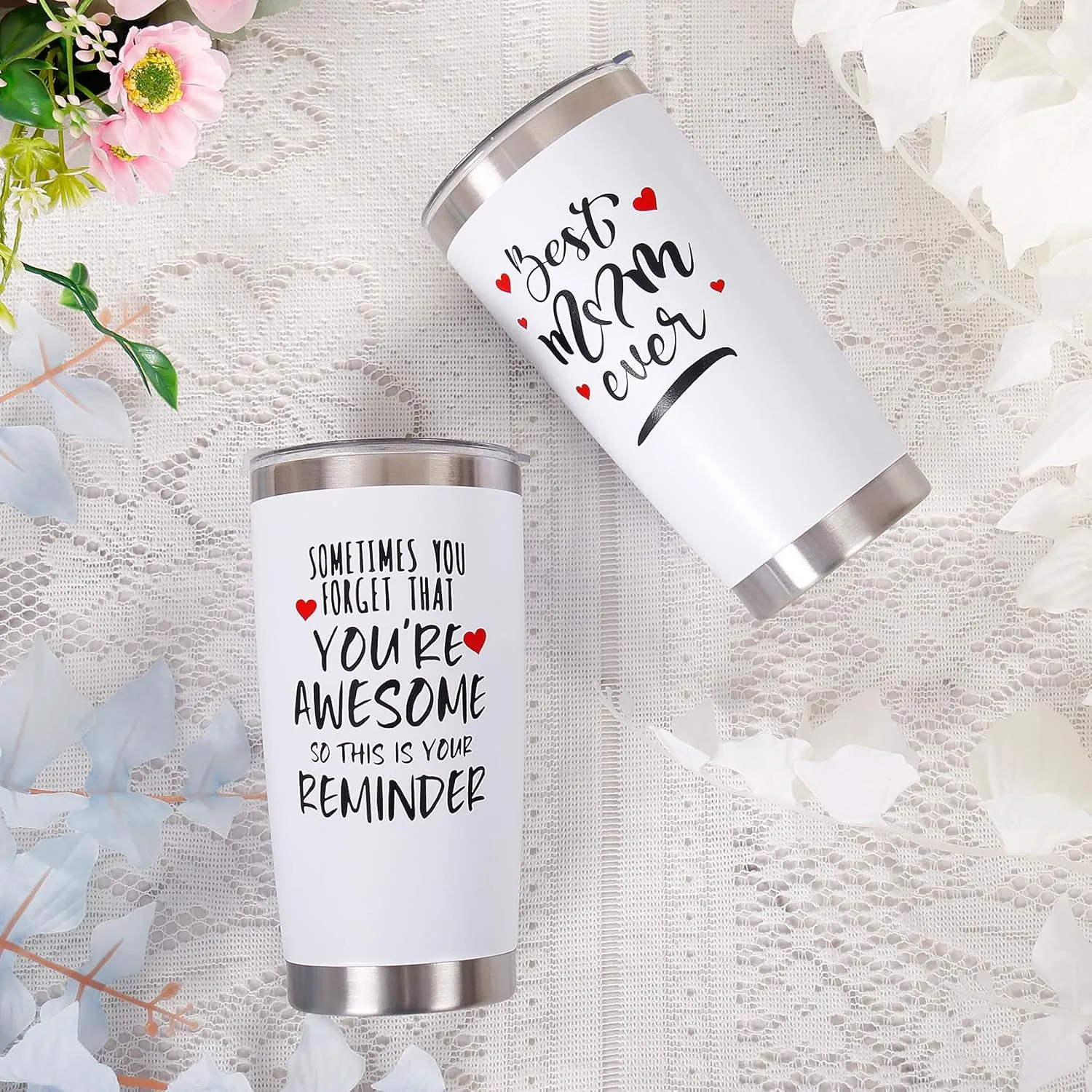 Best Mom Ever Gifts Tumbler for Women Mug(White), 20 oz Coffee Tumbler