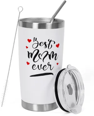Best Mom Ever Gifts Tumbler for Women Mug(White), 20 oz Coffee Tumbler