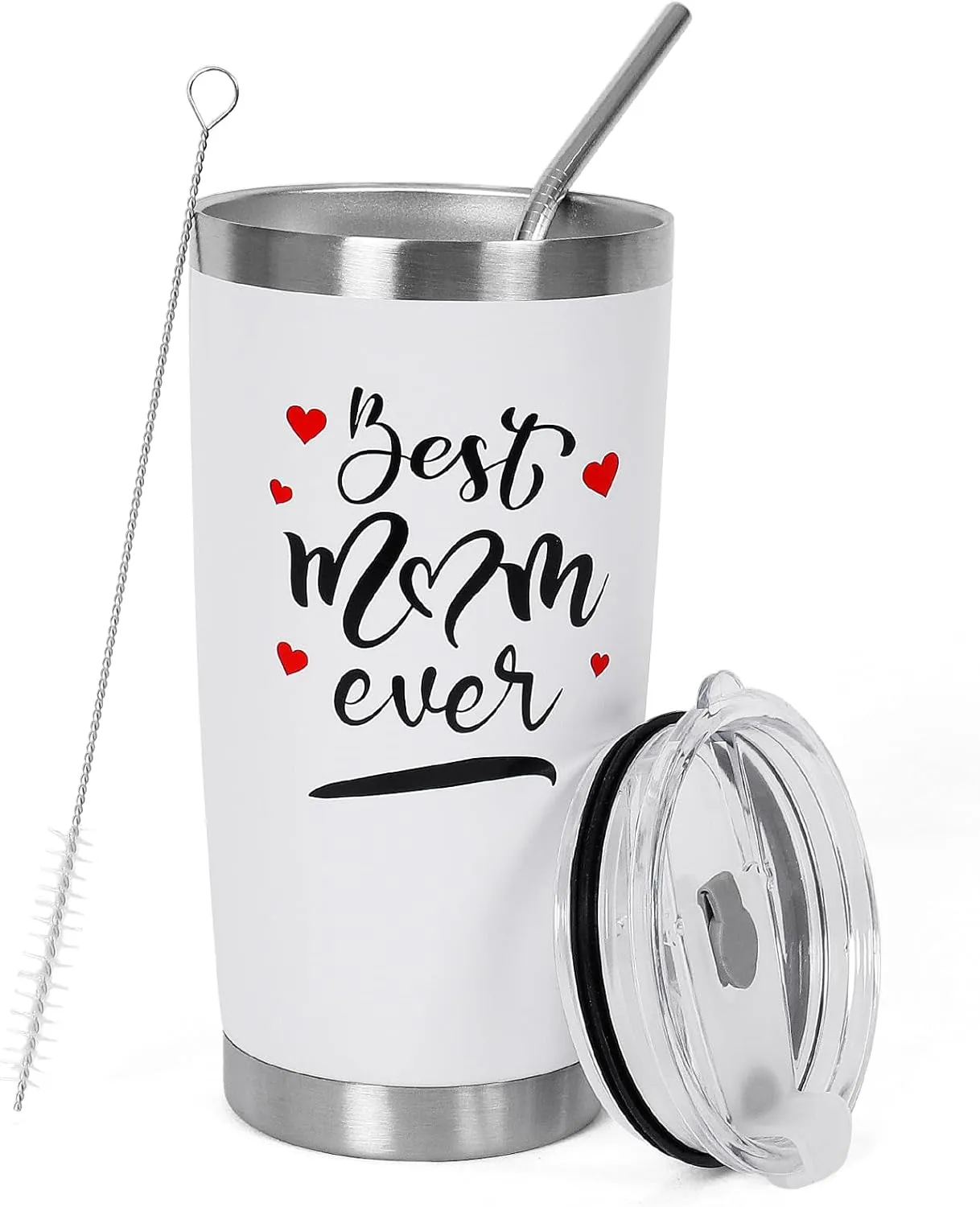 Best Mom Ever Gifts Tumbler for Women Mug(White), 20 oz Coffee Tumbler
