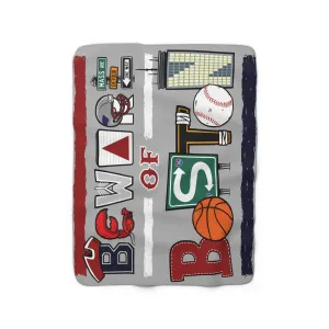 Beware of Boston Icons Sherpa Fleece Blanket