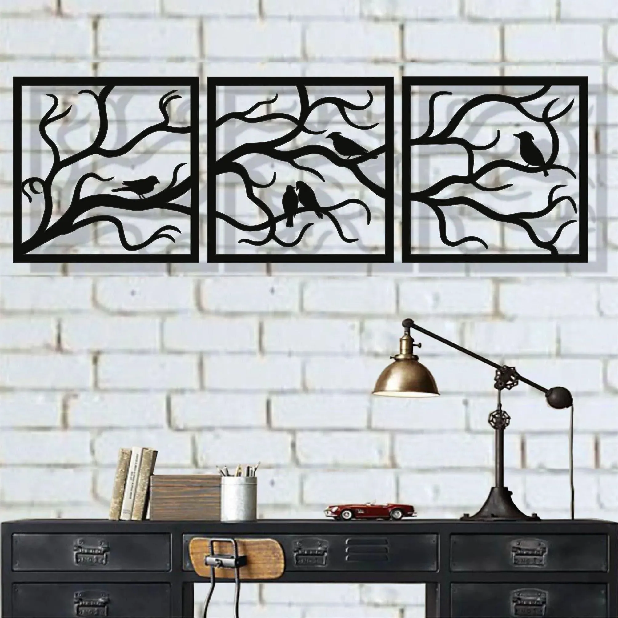 Birds on Branch Wall Art Metal Wall Hanging Decor