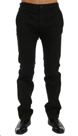 Black Cotton Stretch Chinos Pants