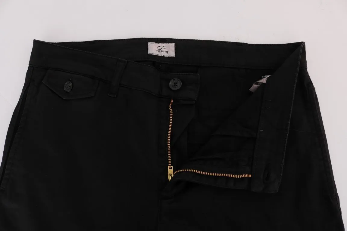 Black Cotton Stretch Chinos Pants