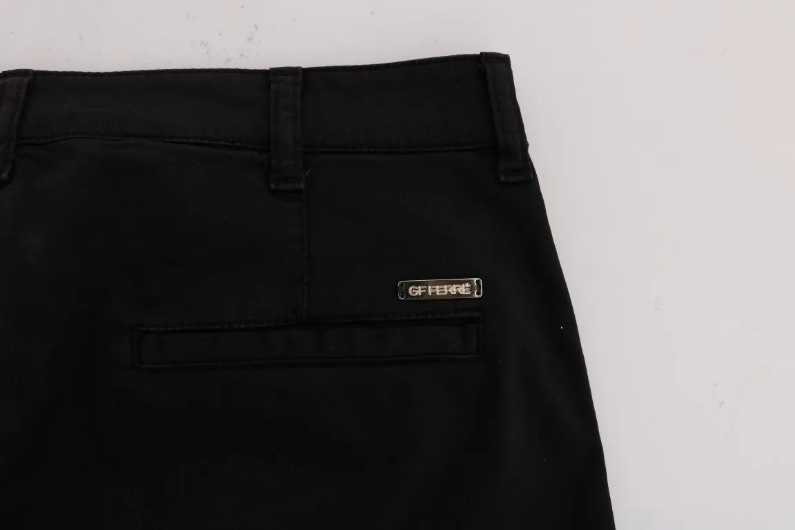 Black Cotton Stretch Chinos Pants