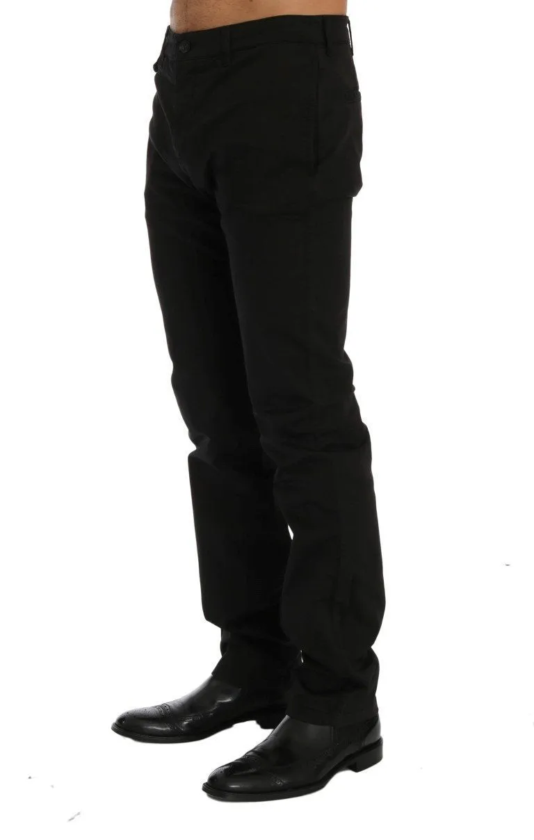 Black Cotton Stretch Chinos Pants