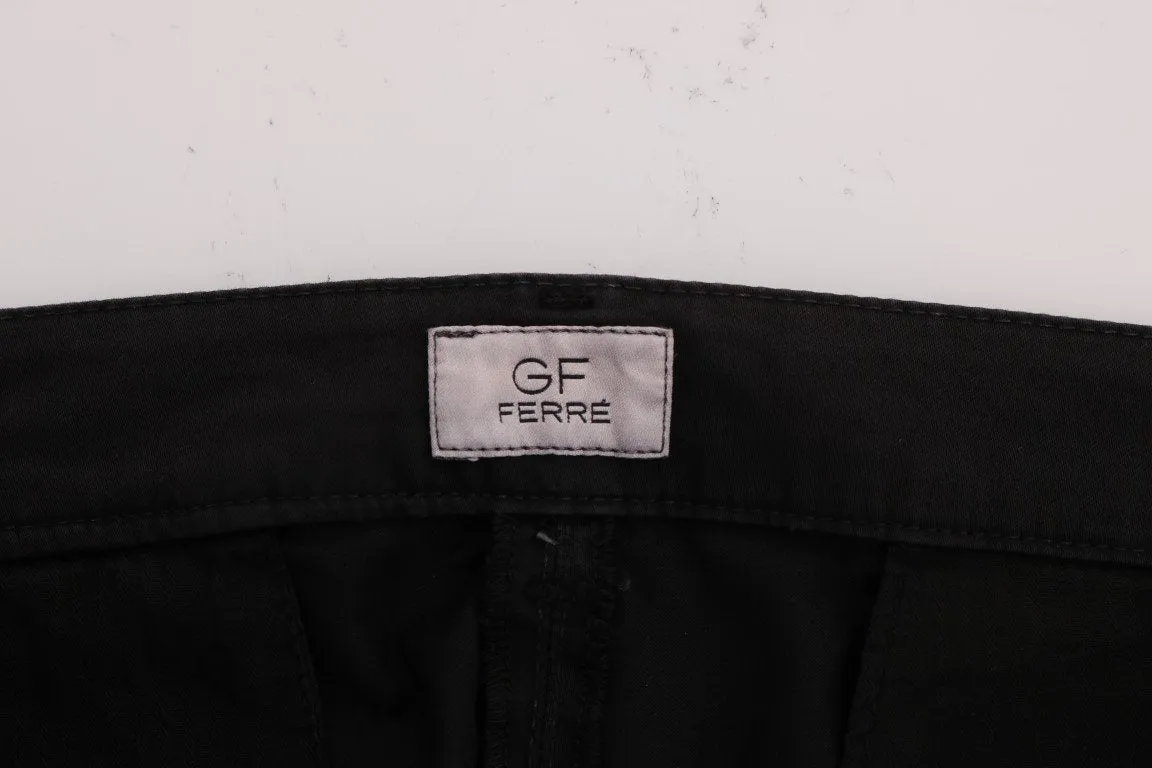 Black Cotton Stretch Chinos Pants