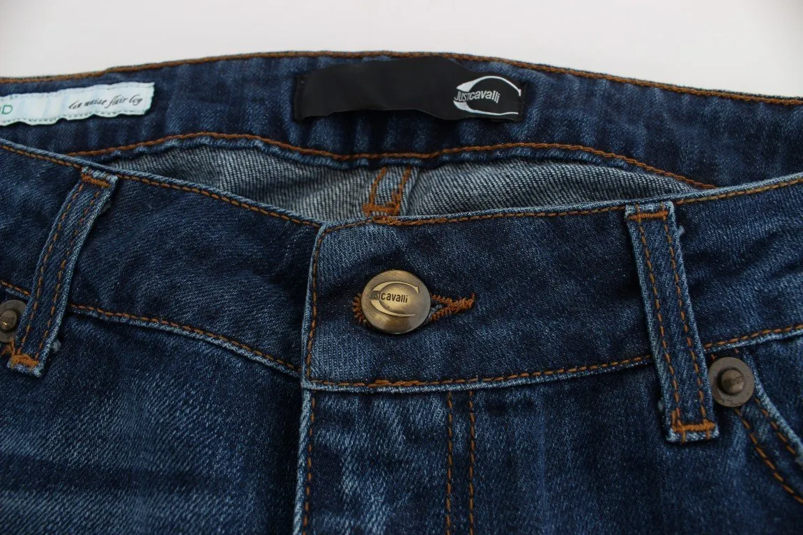 Blue Cotton Stretch Low Waist Jeans