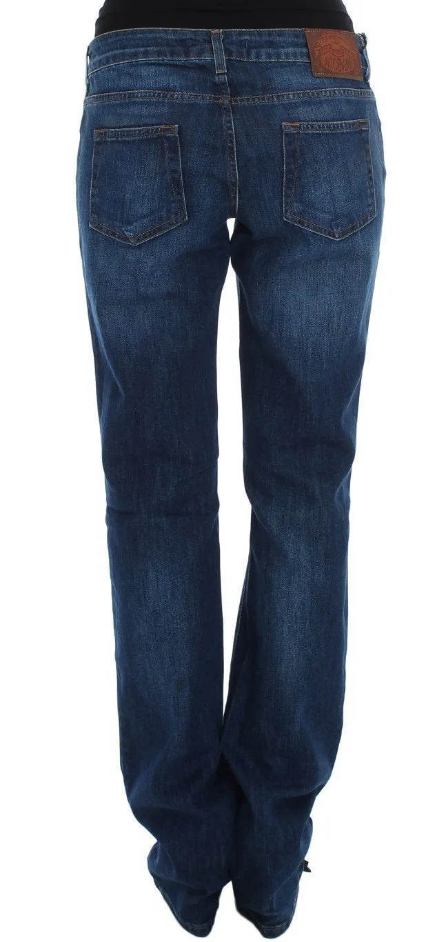 Blue Cotton Stretch Low Waist Jeans