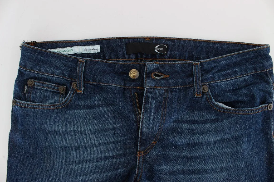 Blue Cotton Stretch Low Waist Jeans