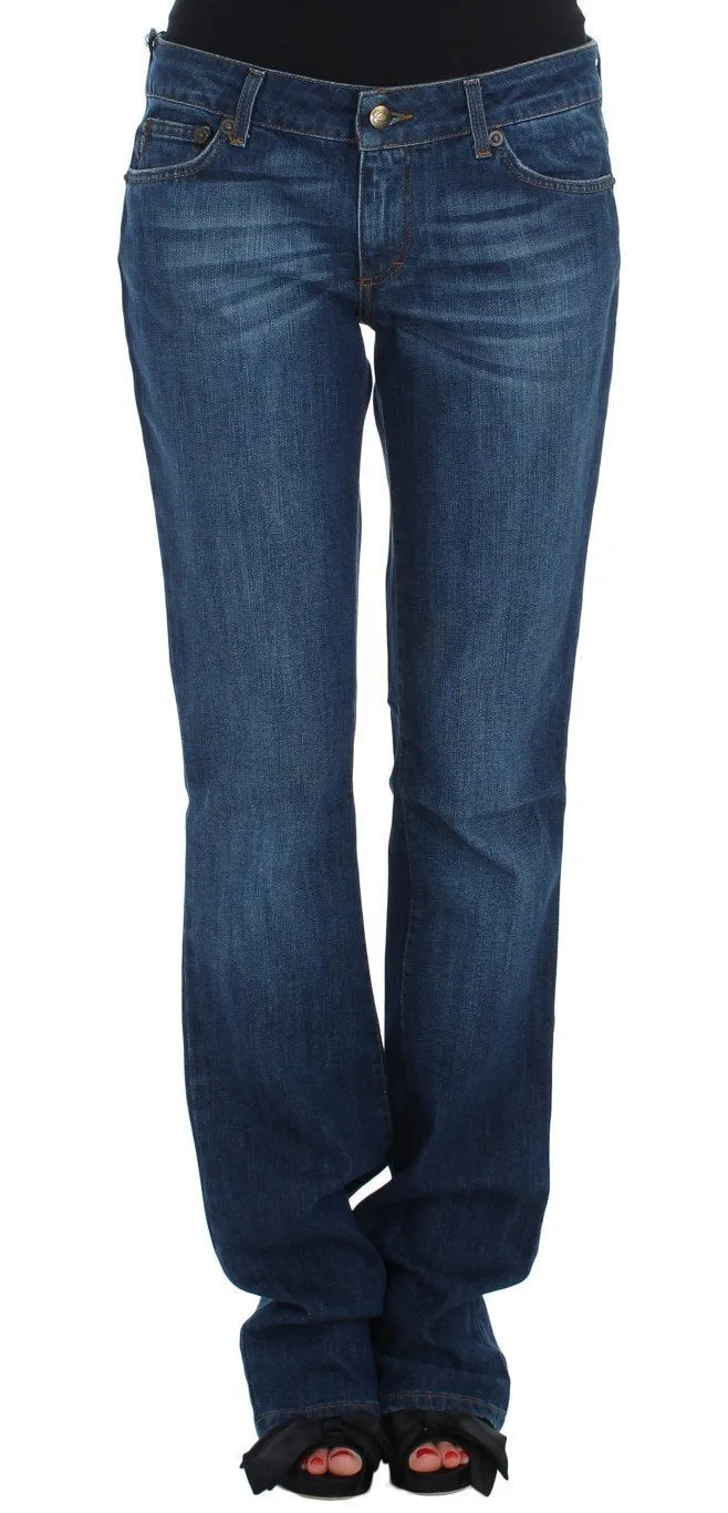 Blue Cotton Stretch Low Waist Jeans