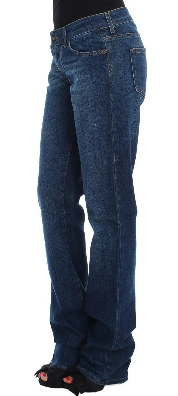 Blue Cotton Stretch Low Waist Jeans