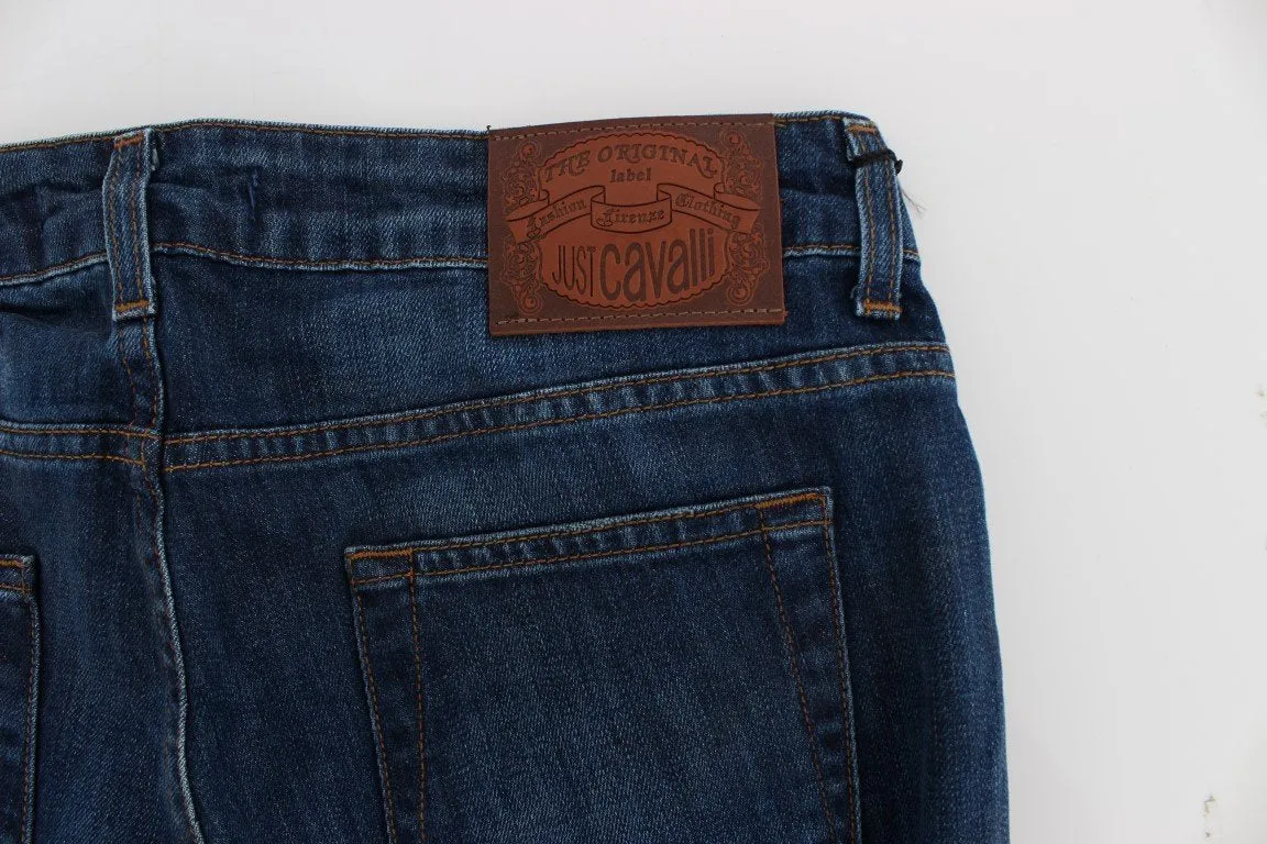 Blue Cotton Stretch Low Waist Jeans