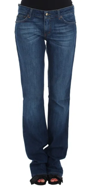 Blue Cotton Stretch Low Waist Jeans