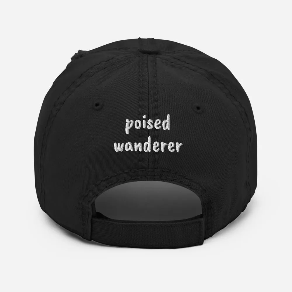 Born to Explore Black Distressed Hat