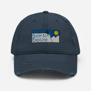 Born to Explore Navy Distressed Dad Hat