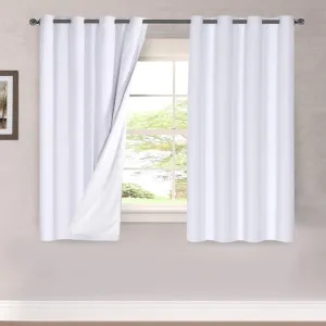 Brand new Blackout Curtains 63 Inches Long 100% Total Blackout Heavy-Duty Draperies for Bedroom Living Room Thermal Insulated Functional Window Treatment Anti Rust Grommet, 2 Panels, White