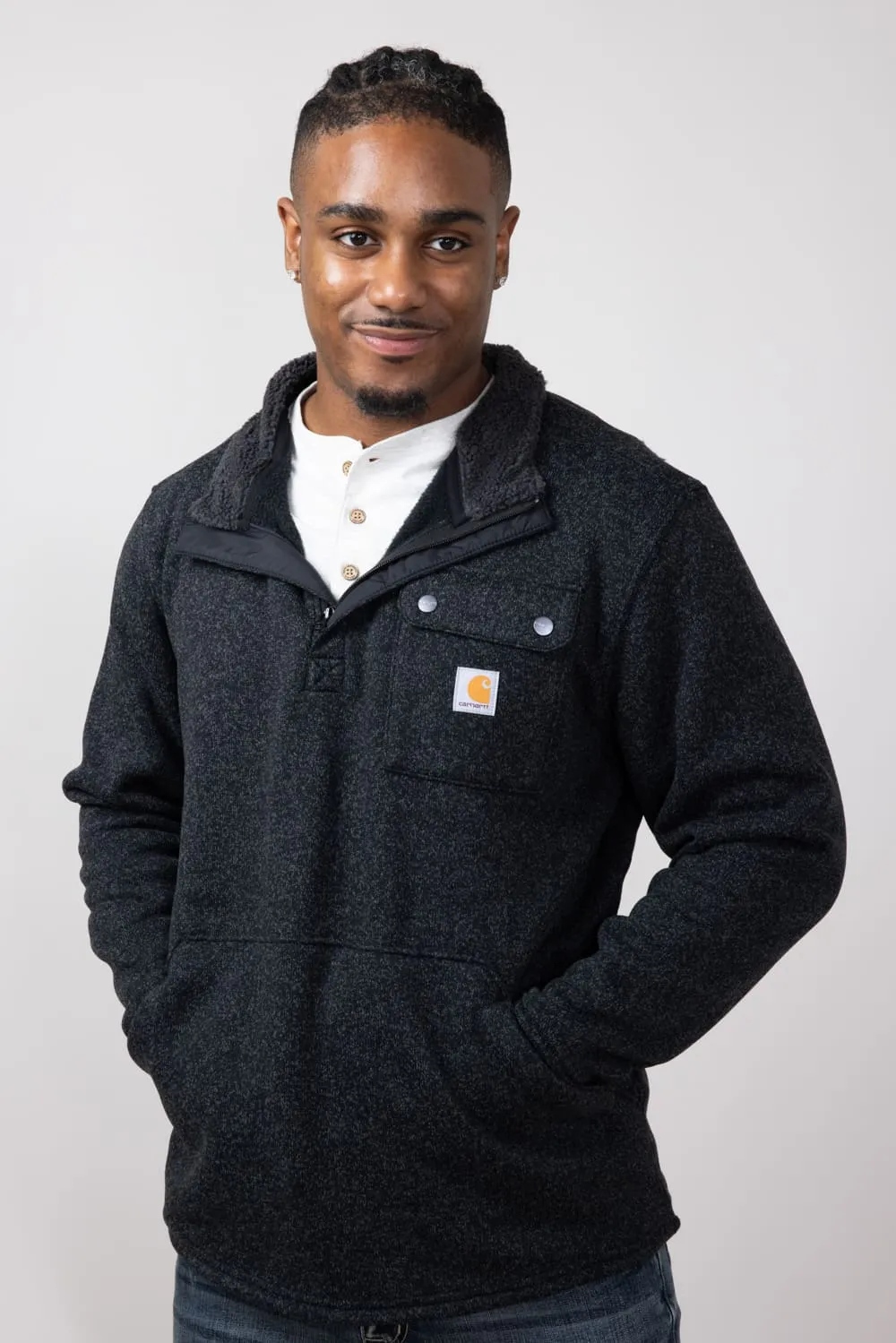 Carhartt Midweight Quarter Zip Sweatshirt for Men in Black | 106378-N04-BLK