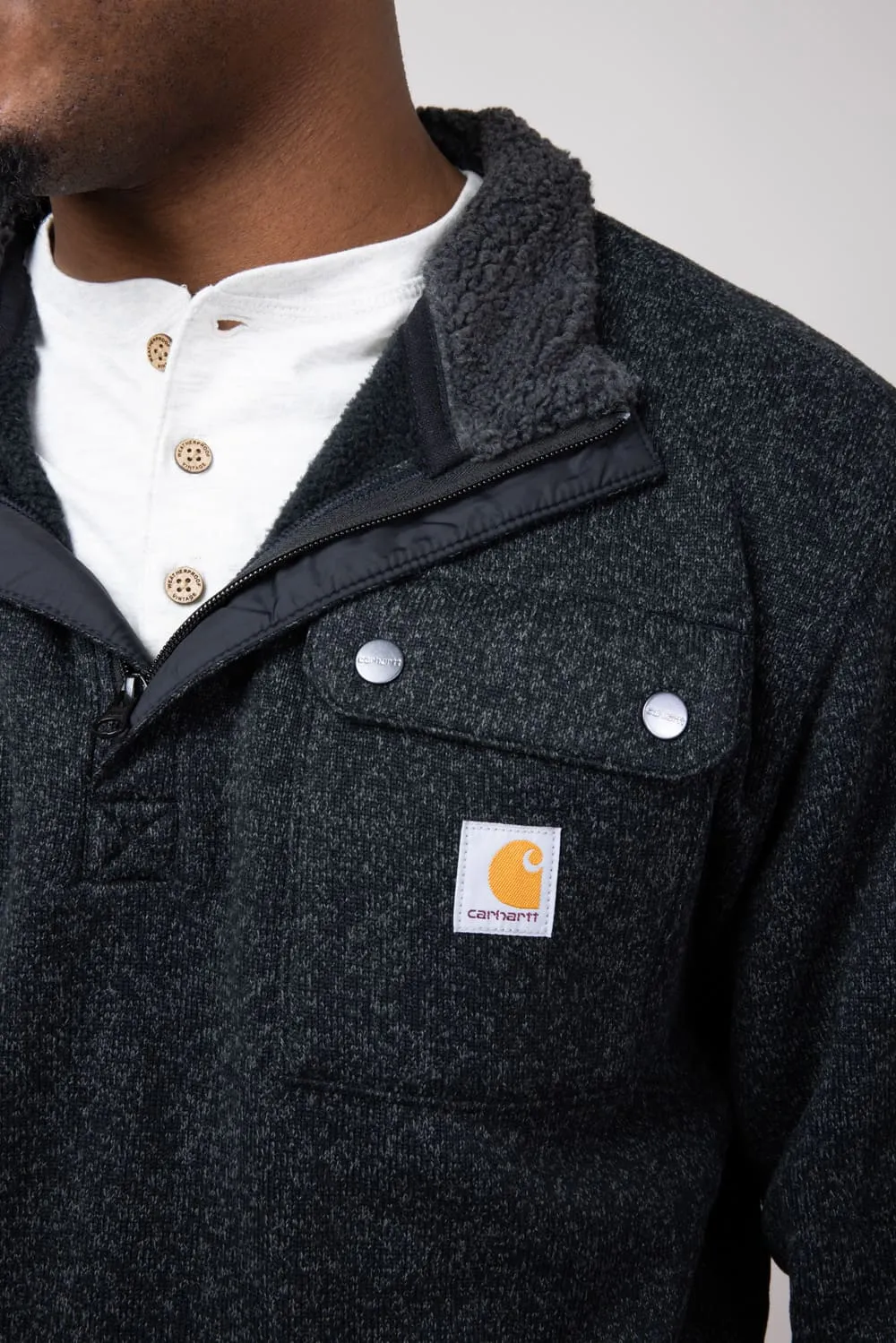 Carhartt Midweight Quarter Zip Sweatshirt for Men in Black | 106378-N04-BLK