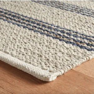 Cielo Stripe Navy Handwoven Cotton Rug