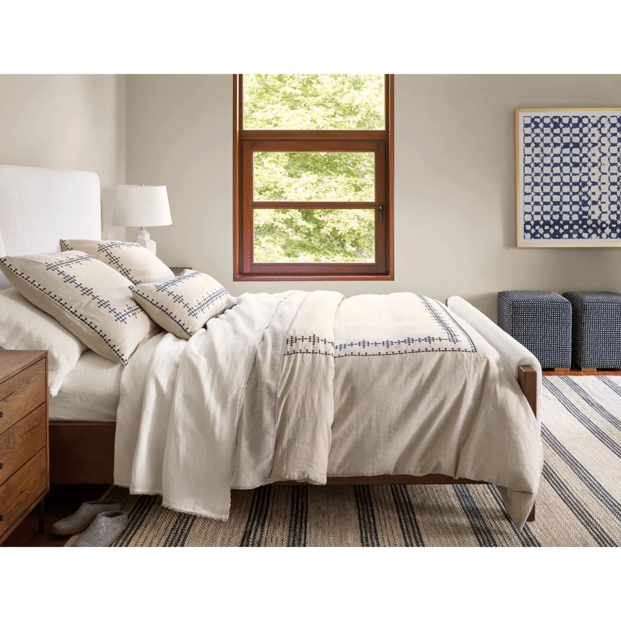 Cielo Stripe Navy Handwoven Cotton Rug