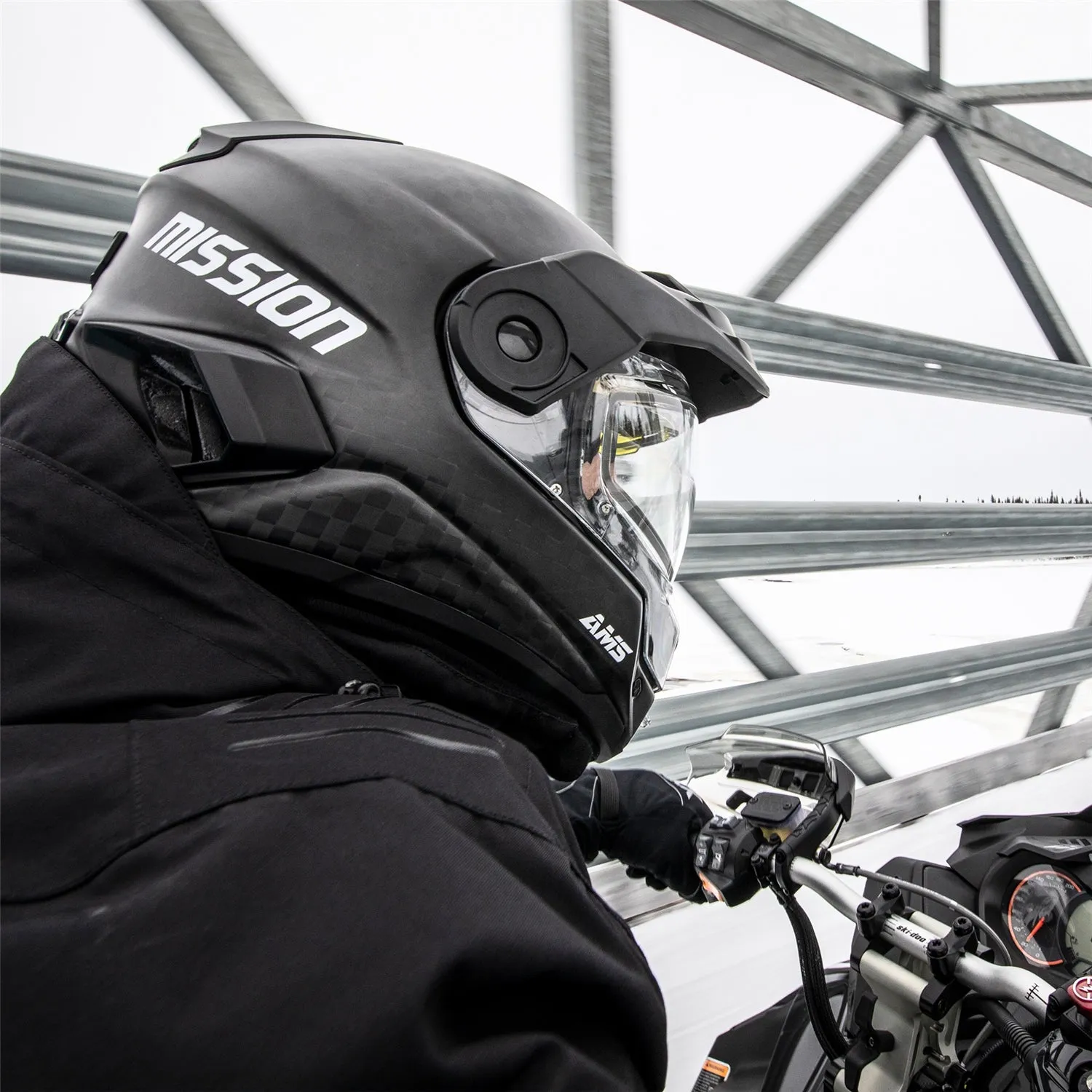 CKX Solid Mission AMS Full Face Helmet with Smoke Double Shield