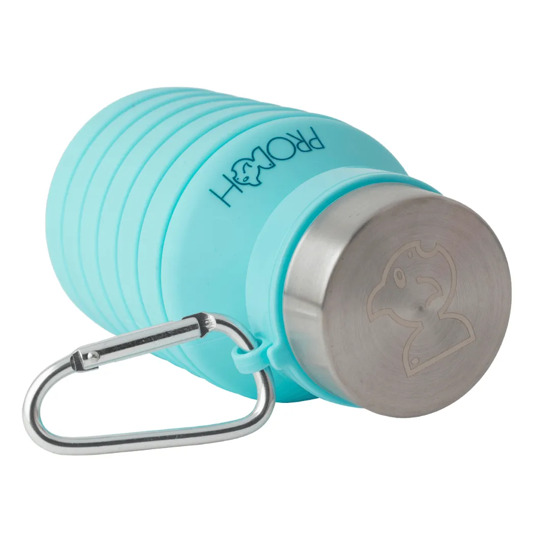 Collapsible Water Bottle with Carabiner in Tanager Turquoise