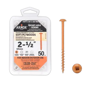 Color-Coat 2-1/2″ Coarse-Thread Pocket Hole Screws- 50 Package (Armor-Tool)